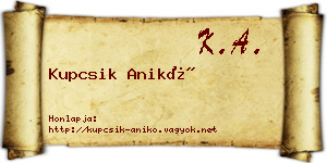 Kupcsik Anikó névjegykártya