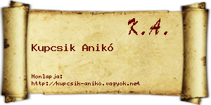 Kupcsik Anikó névjegykártya